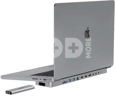 Dokovací stanice / rozbočovač USB-C pro MacBook Pro 13" / 14" INVZI MagHub 12v2 se zásobníkem SSD (šedá)