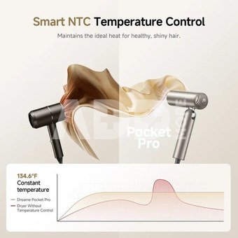 Dreame hair dryer Pocket Pro, titanium gold