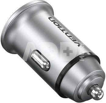 Dual Port Car Charger Vention FFBH0 USB A+C(18/20) Gray