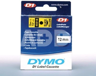 Dymo D1 12mm Black/Yellow labels 45018