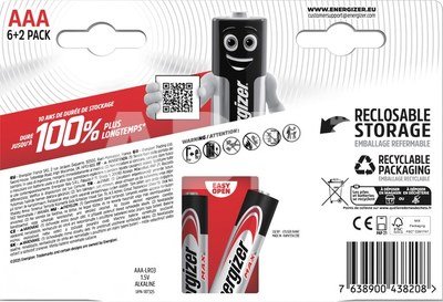 Energizer battery Alkaline Max AAA DHP8 6+2