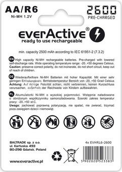 everActive BATTERIES R6/AA 2600 mAH, BLISTER 4 PCS