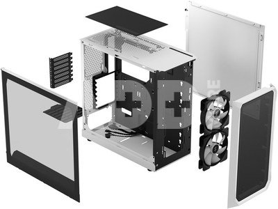 Fractal Design Focus 2 RGB White TG Clear Tint, Midi Tower, Power supply included No