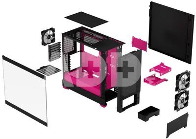 Fractal Design Pop Air RGB Magenta Core TG Clear Tint, ATX, mATX, Mini ITX, Power supply included No