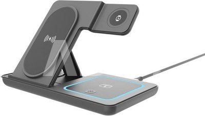 Gembird TA-WPC31S-01-BK 3-in-1 foldable wireless charger stand, 15 W, Samsung watch, black | Gembird