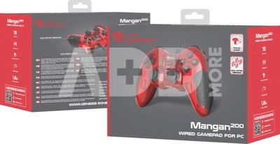 GENESIS Mangan 200 Gamepad, Red, Wired