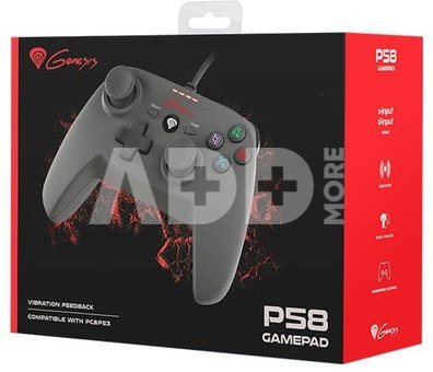 GENESIS P58 Gamepad for PS3/PC, Black, Wired