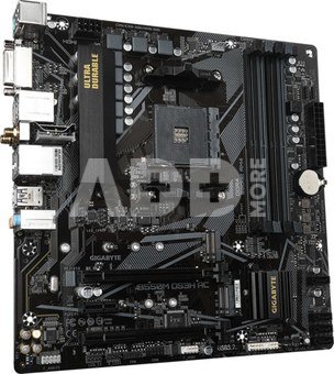 Gigabyte B550M DS3H AC 1.0/1.1/1.2/1.3 M/B Processor family AMD, Processor socket AM4, DDR4 DIMM, Memory slots 4, Supported hard disk drive interfaces  SATA, M.2, Number of SATA connectors 4, Chipset AMD B550, Micro ATX