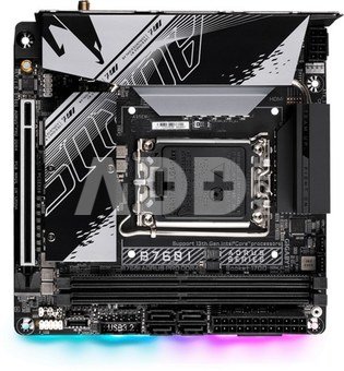 Gigabyte B760I AORUS PRO DDR4 1.0 M/B Processor family Intel, Processor socket LGA1700, DDR4 DIMM, Memory slots 2, Supported hard disk drive interfaces  SATA, M.2, Number of SATA connectors 4, Chipset Intel B760 Express, Mini-ITX