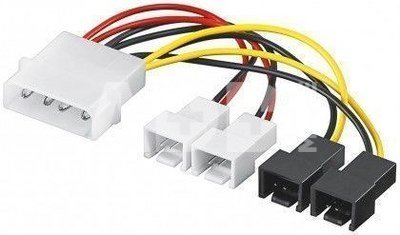 Goobay 93632 Power cable/adapter for PC fans; 5.25 inch male to fan 2x 12 V/2x 5 V, 0.15 m