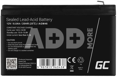 Green Cell Battery AGM VRLA 12V 8Ah