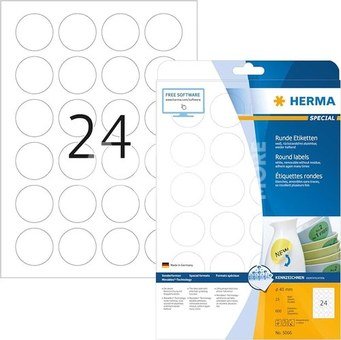 Herma Removable Round Labels 40 25 Sheets DIN A4 600 pcs. 5066