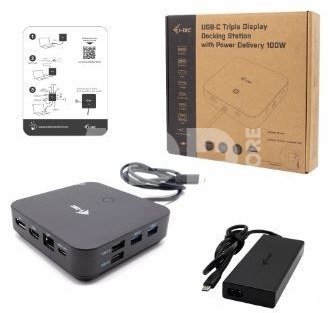 i-tec Docking Station USB-C HDMI Dual DP Docking Station Power Delivery 100 W + i-tec Universal Charger 100 W