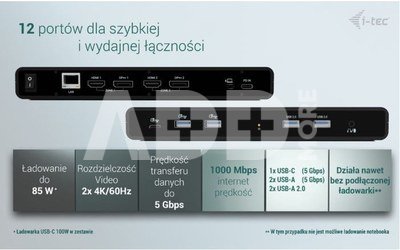 i-tec Universal Docking Station Dual 4K Display Power Delivery 85W