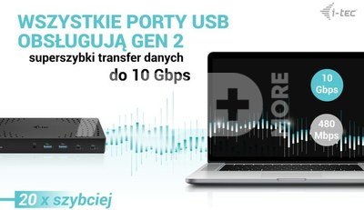 i-tec USB 3.0 / USB-C / Thunderbolt, 3x 4K Docking Station Gen 2 + Power Delivery 100W