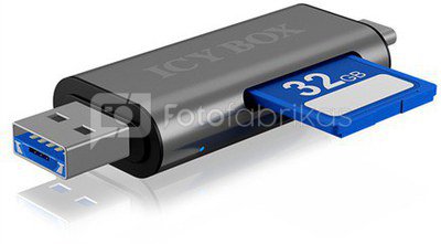 Icy box IB-CR200-C SD/MicroSD (TF) USB 2.0 card reader with Type-C and -A to micro USB (OTG) interface, anthracite