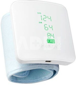iHealth | Wrist Blood Pressure Monitor | BP7S | White | Blood pressure readings are stored on the secure, free, HIPAA compliant iHealth Cloud. Monitor blood pressure and pulse trends with intuitive charts and share data with your doctor in PDF or spreadsheet format right from your smartphone, tablet or computer. Wireless communication: Bluetooth V3.0+EDR Class 2 SPP. Measuring method: Oscillometric, automatic inflation and measurement. | Wireless | Weight 105 g