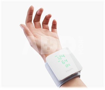 iHealth | Wrist Blood Pressure Monitor | BP7S | White | Blood pressure readings are stored on the secure, free, HIPAA compliant iHealth Cloud. Monitor blood pressure and pulse trends with intuitive charts and share data with your doctor in PDF or spreadsheet format right from your smartphone, tablet or computer. Wireless communication: Bluetooth V3.0+EDR Class 2 SPP. Measuring method: Oscillometric, automatic inflation and measurement. | Wireless | Weight 105 g