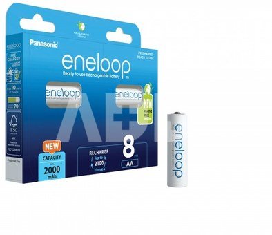 Įkraunamos baterijos Panasonic ENELOOP BK-3MCDE/8BE, 1900 mAh, 2100 (8xAA)