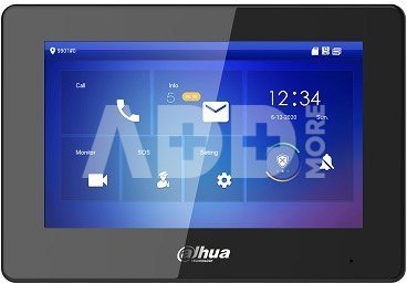 IP domofono monitorius su WIFI, 7 col. 1024x600,Micro SD kortelės prievadas,PoE(802.3af) juodas, SIP