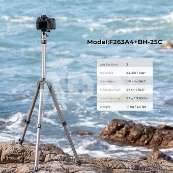 K&F 66 "/168cm Camera Tripod,Lightweight and Compact Aluminum Super Portable DSLR Tripod