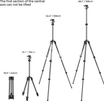 K&F 66 "/168cm Camera Tripod,Lightweight and Compact Aluminum Super Portable DSLR Tripod