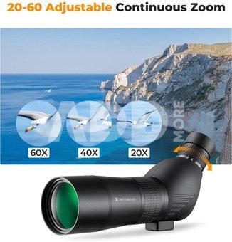 K&F Concept 20-60X60 HD Spotting Scope - BAK4 45 Degree,for Hunting, Shooting, Viewing Wildlife Scen