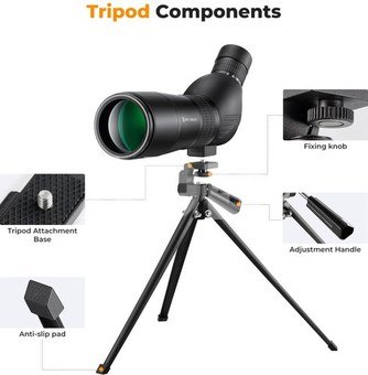 K&F Concept 20-60X60 HD Spotting Scope - BAK4 45 Degree,for Hunting, Shooting, Viewing Wildlife Scen