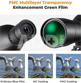 K&F Concept 20-60X60 HD Spotting Scope - BAK4 45 Degree,for Hunting, Shooting, Viewing Wildlife Scen