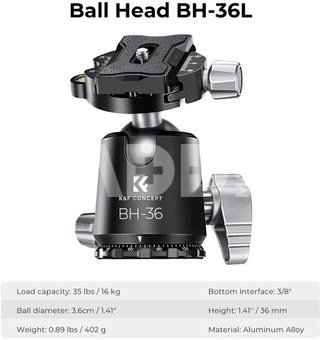 K&F Concept K&F 1.7m Carbon Tripod / 36mm Metal Ball Head X284C4+BH-36