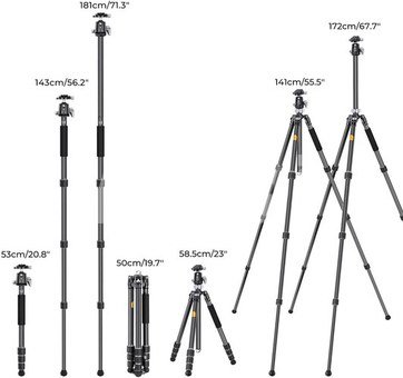 K&F Concept K&F 1.7m Carbon Tripod / 36mm Metal Ball Head X284C4+BH-36