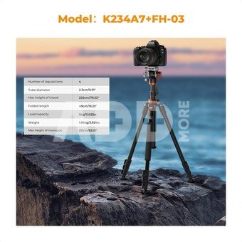 K&F Concept K&F 2.1m Camera Video Tripod For Dslr Compact Aluminum Tripod With Fluid Head