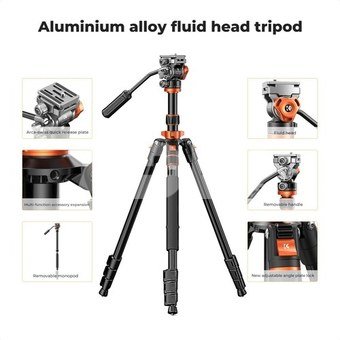 K&F Concept K&F 2.1m Camera Video Tripod For Dslr Compact Aluminum Tripod With Fluid Head