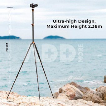 K&F Concept K&F 2.4m Overhead Camera Tripod Transverse Center Column 10kg Load with Detachable Monopod