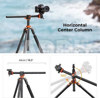 K&F Concept K&F 2.4m Overhead Camera Tripod Transverse Center Column 10kg Load with Detachable Monopod