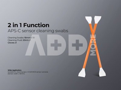 K&F Concept K&F 2 in 1 kit 16mm Double-Headed Cleaning Stick Set for CMOS APS-C Frame Sensor*10pcs+1*20ml cleani
