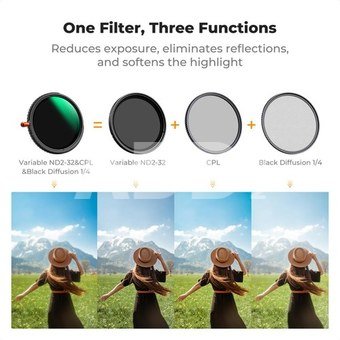 K&F Concept K&F 46MM NANO X Serie 3 in 1 Multi-Function Variable ND2-32&CPL& Black Mist 1/4