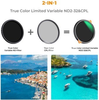 K&F Concept K&F 52MM Multifunction True Color ND2~32+CPL with 28 Layers of Anti-reflection Green Film Waterproof