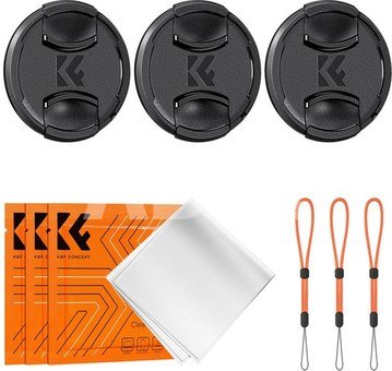 K&F Concept K&F 55MM Lens Caps Kit with K&F LOGO caps*3+Anti-lost rope*3+vacuum cleaning cloth*3