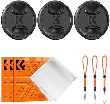 K&F Concept K&F 58MM Lens Caps Kit with K&F LOGO caps*3+Anti-lost rope*3+vacuum cleaning cloth*3
