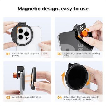 K&F Concept K&F 67MM, magnetic phone holder, with 67MM magnetic ND2-32filter, high-definition lens, coating, wat