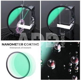 K&F Concept K&F 72MM Nano-X Black Mist Filter 1/8, HD, Waterproof, Anti Scratch, Green Coated