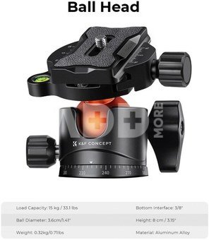 K&F Concept K&F A255C2+BH-36L Professional Carbon Fiber Tripod 15kg