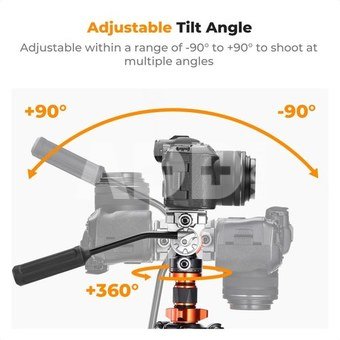 K&F Concept K&F Carbon Fiber Lightweight Camera Tripod with Hydraulic Video Tripod Head O255C4+FH-03
