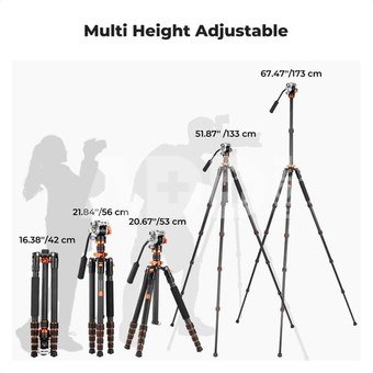 K&F Concept K&F Carbon Fiber Lightweight Camera Tripod with Hydraulic Video Tripod Head O255C4+FH-03
