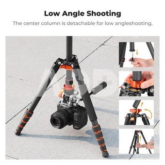 K&F Concept K&F Carbon Fiber Lightweight Camera Tripod with Hydraulic Video Tripod Head O255C4+FH-03
