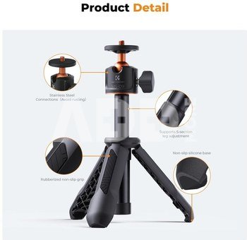 K&F Concept K&F Cell Phone Tripod MS02 34cm phone tripod with remote Black Orange