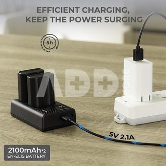 K&F Concept K&F EN-EL15 2000mAh Digital Camera Dual Battery with Dual Channel Charger, for Nikon Camera Charger