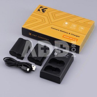 K&F Concept K&F EN-EL15 2000mAh Digital Camera Dual Battery with Dual Channel Charger, for Nikon Camera Charger