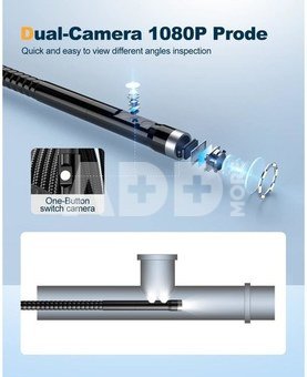 K&F Concept K&F Industrial Endoscope Dual Lens Inspection Camera 5.5mm with Metal Cable and 4.3' IPS Hard Screen, 8 LED Lights Hydro Camera, 20M